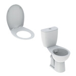 Zestaw WC stojący Rekord - miska WC ze spłuczką nasadzaną, Rimfree Deska sedesowa WC wolnoopadająca Rekord mocowanie od góry, zawiasy wypinane biała
